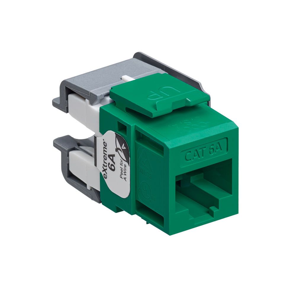Leviton 6110G-RV6 | eXtreme Cat 6A QuickPort Jack, Channel-Rated, Green