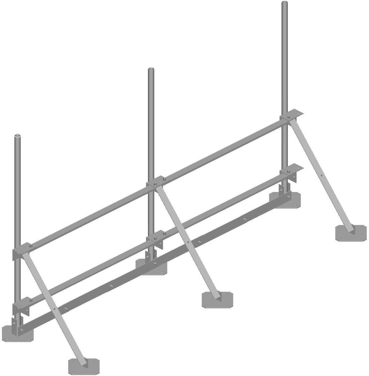 Commscope WT-SMA12-3-96 | Water Tower Rooftop Sector Frame, 12 ft face, three 2-3/8 in OD x 96 in plain end pipes included