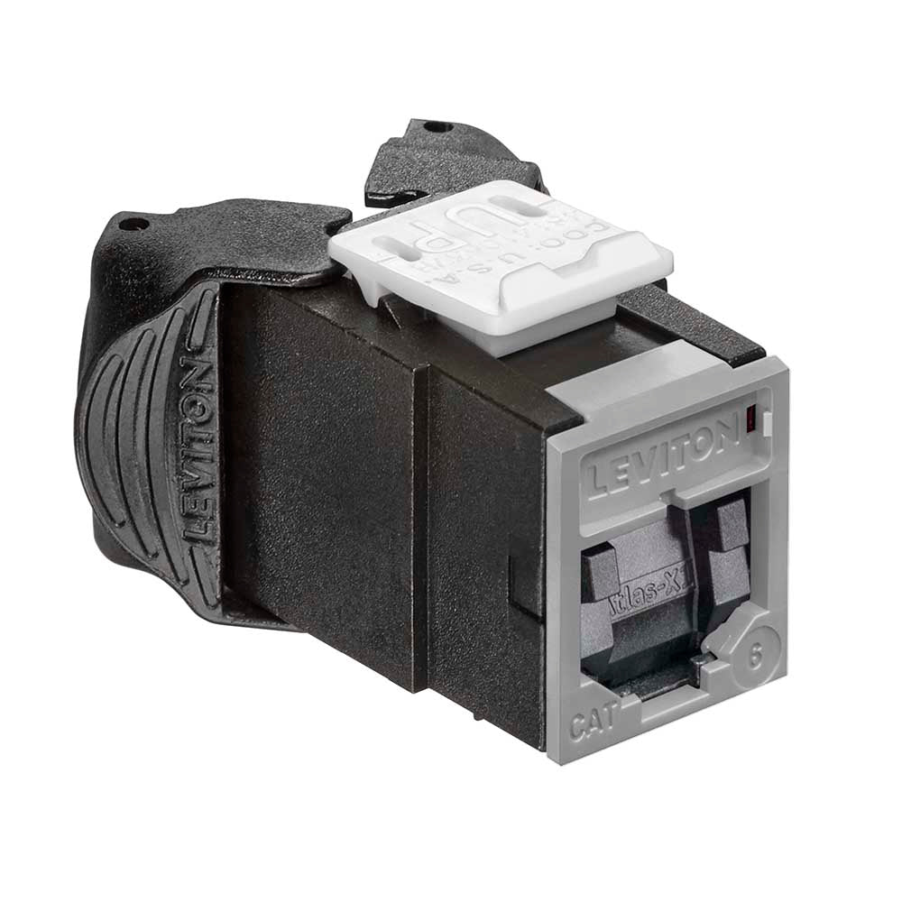Leviton 61UJK-SG6 | Atlas-X1 Cat 6 UTP QuickPort Jack with Shutters, Gray