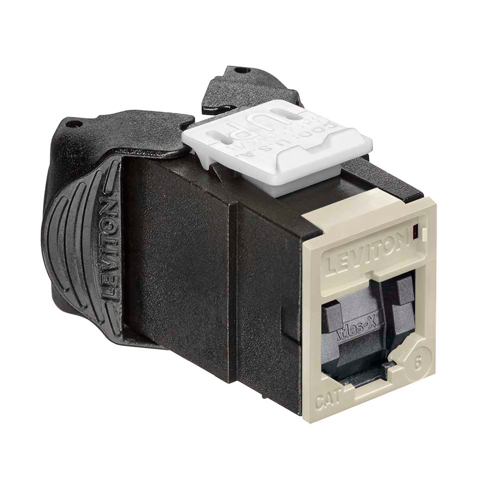 Leviton 61UJK-SI6 | Atlas-X1 Cat 6 UTP QuickPort Jack with Shutters, Ivory