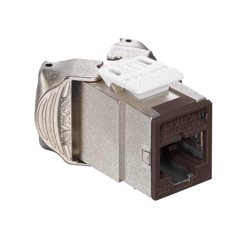 Leviton 6ASJK-RB6 | Atlas-X1 Cat 6A Shielded QuickPort Jack, Component-Rated, Brown