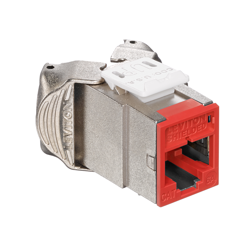 Leviton 6ASJK-RE6 | Atlas-X1 Cat 6A Shielded QuickPort Jack, Component-Rated, Black