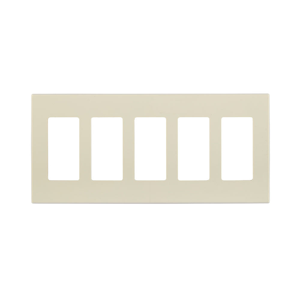 Leviton 80321-ST | 5-Gang, Subplate Included, Polycarbonate, Snap-On Mount Screwless Wallplate - Light Almond