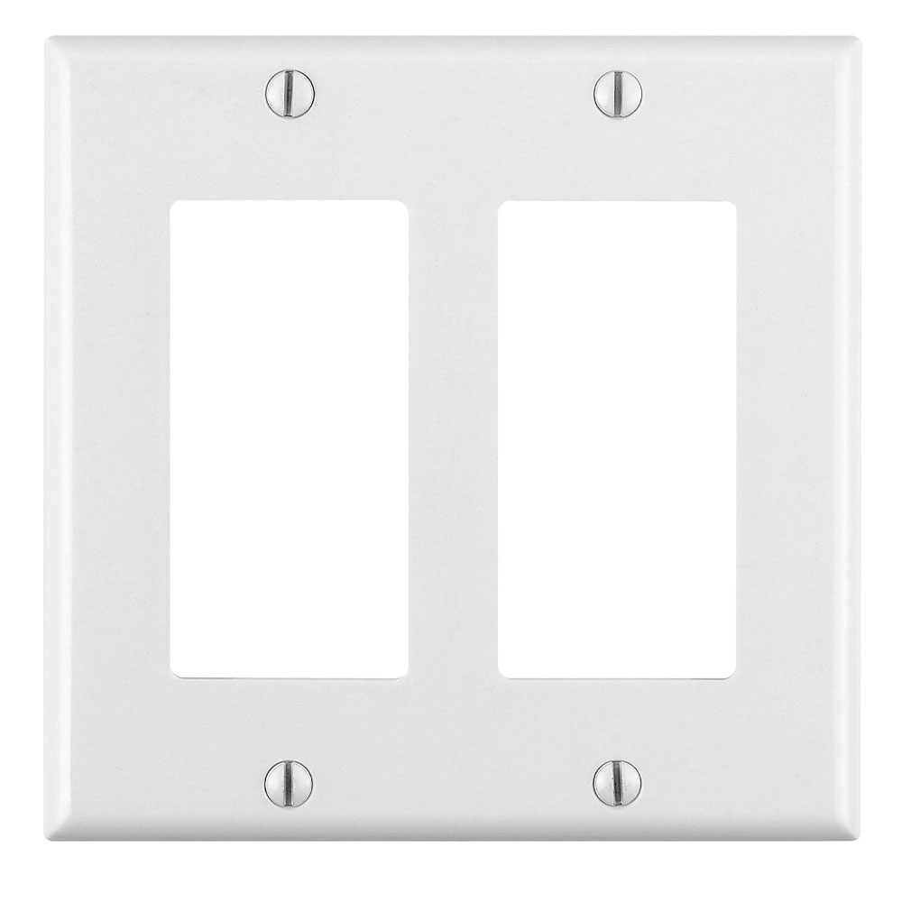 Leviton 80409-NI | 2-Gang Decora/GFCI Device Decora Wallplate/Faceplate, Standard Size, Thermoplastic Nylon, Device Mount, Ivory