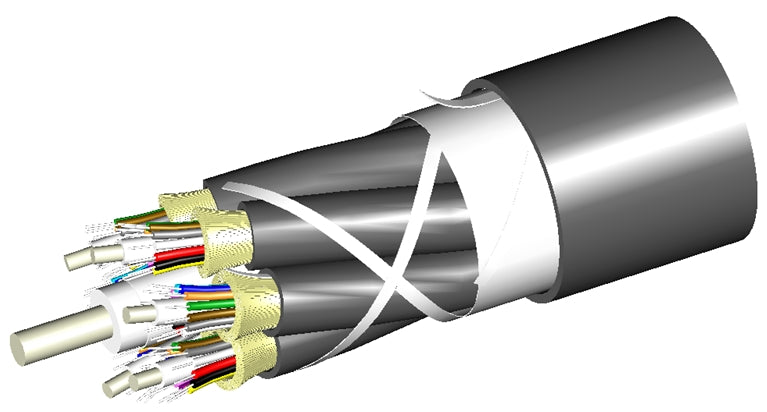 Commscope Z-072-DS-5K-FMUBK/B2 | LazrSPEED Indoor/Outdoor Low Smoke Zero Halogen Riser Distribution Cable, 72 fiber multi-unit with 12 fiber subunits