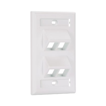 Panduit NK4VSFWH | NetKey Faceplate, 4-Port, Vertical Sloped, White, Labels