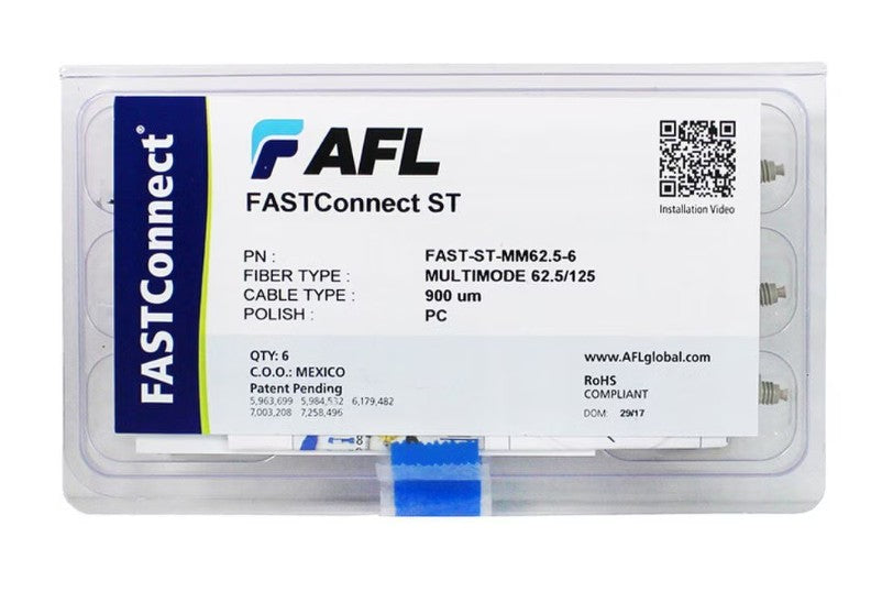 AFL Telecommunications Llc FAST-STMM62.5-6 | Fiber Optic Connector, 900 um, Beige, ST, Field, 6, Multimode 62.5/125µm