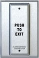 Alarm Controls PT1-111 | T-Style Plate with SPDT Momentary Action Switch- Clear Finish- Engraved "PUSH TO EXIT" and Filled in Black Ink