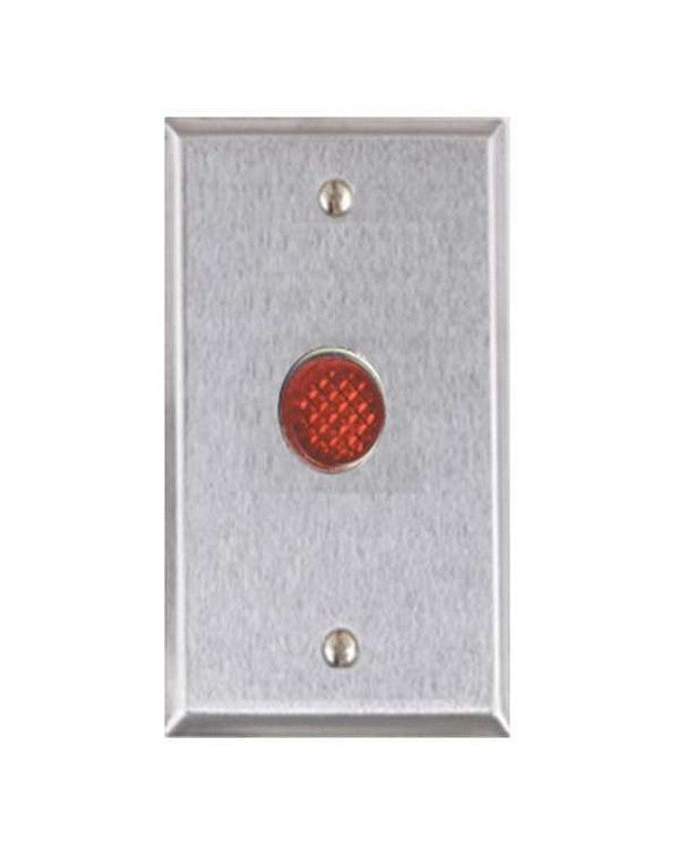 Alarm Controls RP-28L | Wallplate, 1-Gang, 12/24 Volt Dc, 19 Milliampere At 24 Volt Dc, Stainless Steel, With 1/2" Red Led, 6" Red/Black Lead