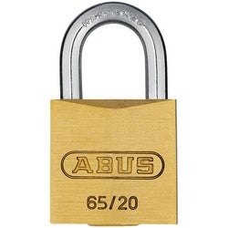 Abus Security Locks 65/20BKA 201 | Security Padlock, Keyed Alike, 25/32" Width, 9/64" Shackle Diameter, 3/8" Horizontal Clearance, Solid Brass, With 201 Key