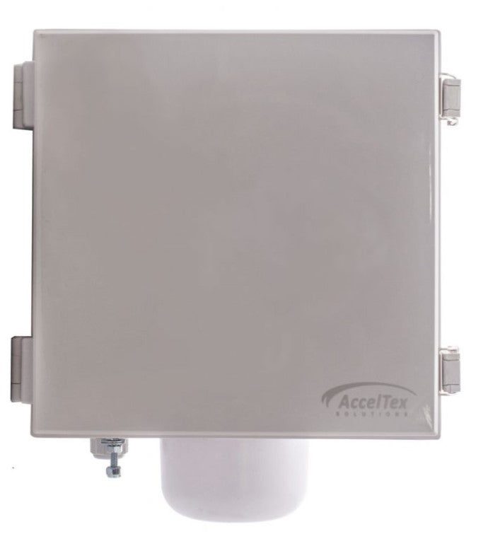 Acceltex Solutions ATS-12126-S-L-4S-CG-POE-H-OO-46 | 12" x 12" x 6" Heated & Cooled PoE Enclosure with Integrated 4 Element RPSMA Omni