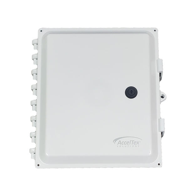 Acceltex Solutions ATS-16148P-S-K-NC | 16 Inch x 14 Inch x 8 Inch Nonconfigured Polycarbonate Enclosure with Solid Door, Key Lock
