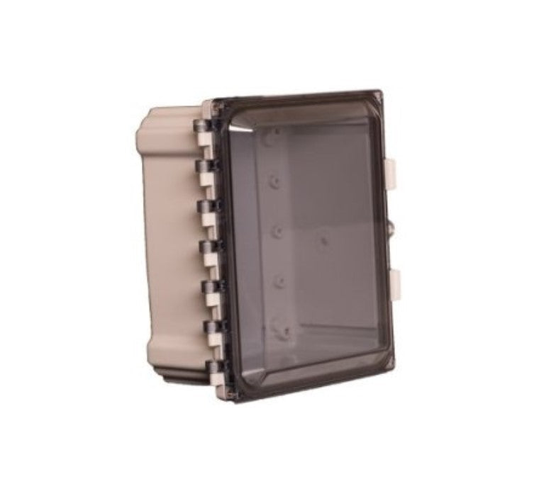 Acceltex Solutions ATS-864P-C-L-NC | 8 Inch x 6 Inch x 4 Inch Nonconfigured Polycarbonate Enclosure with Clear Door and Latch Lock
