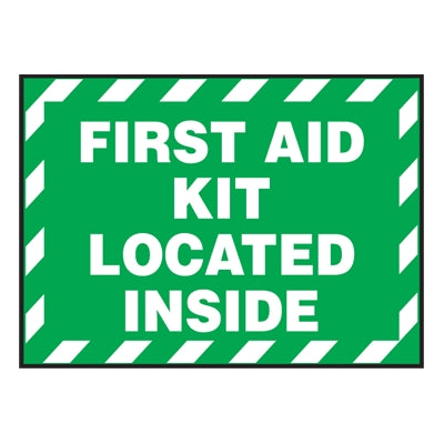 Accuform Signs LVHR560VSP | Warning Labels First Aid Kit Located Inside, 5/Pkg