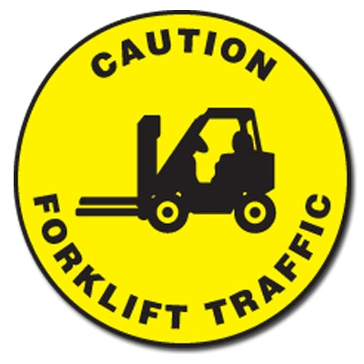 Accuform Signs MFS0317 | Slip-Gard Floor Signs Caution Forklift Traffic, Yellow & Black, Adhesive Vinyl, 17" Diameter