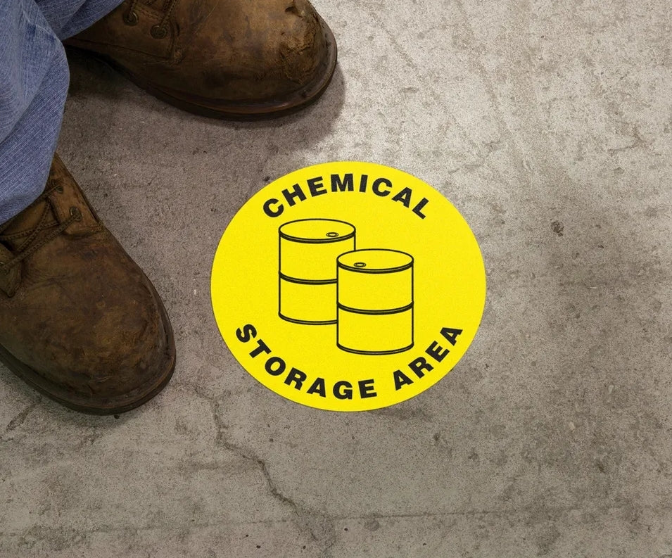 Accuform Signs MFS1208 | Chemical Safety Sign, Slip-Gard , Self-Adhesive Vinyl Chemical Storage Area