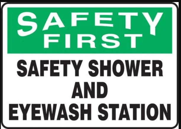 Accuform Signs MFSD910VS | Safety Sign, Height 10 in., Adhesive Vinyl, Legend First Safety Shower And Eyewash Station