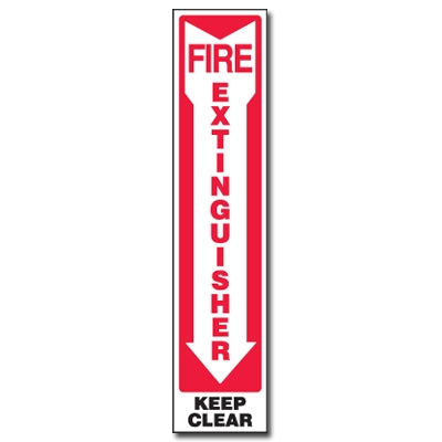 Accuform Signs MFXG584VP | Fire Safety Signs Fire Extinguisher Keep Clear with Down Arrow, Plastic, 18"H X 4"W