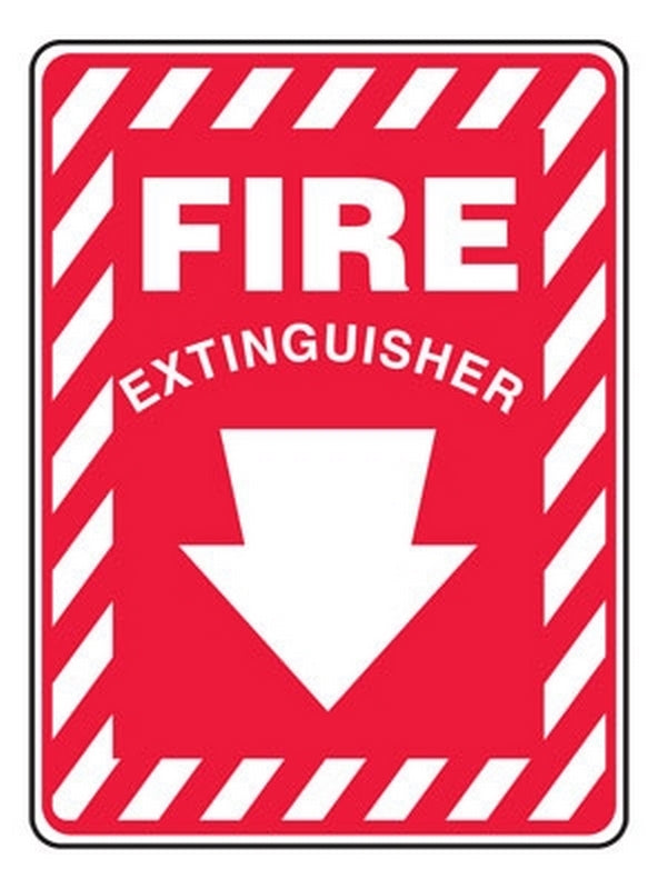 Accuform Signs PSP406 | Projection Signs L-Projection, 90D, Fire Extinguisher with Arrow, Plastic, 12"H X 9"W