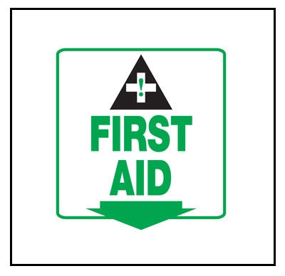 Accuform Signs PSP605 | Projection Signs V-Projection, 3D, First Aid with Arrow, Plastic, 6"H X 5"W