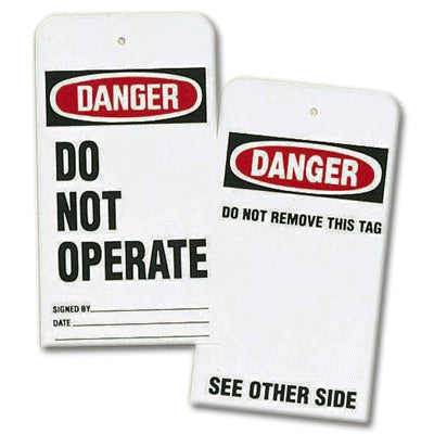 Accuform Signs RPT1A | Lockout Tags without Gromet Danger, Do Not Operate & Blank Back, 25/Pkg