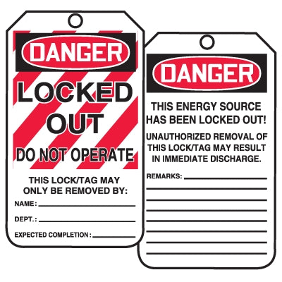 Accuform Signs TAR426 | Tags By-The-Roll Danger Locked Out Do Not Operate, 250/Roll, Cardstock, 6.25"H X 3"W