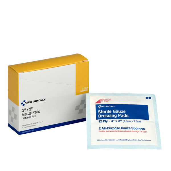 Acme United Corporation 3-200 | Sterile Gauze Pads, 3" x 3", 10 Count