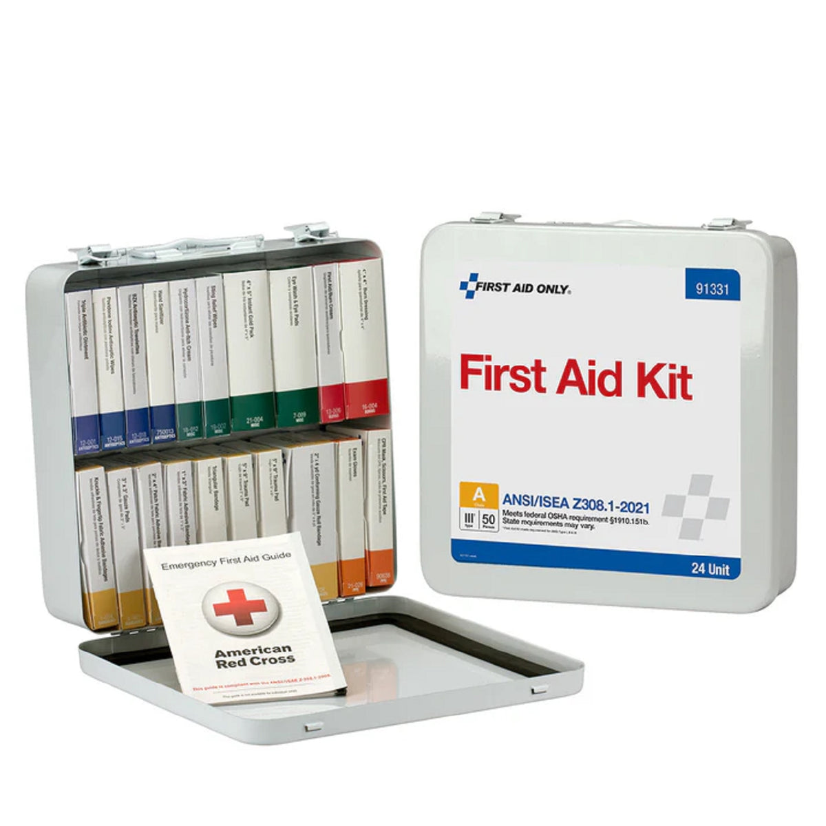 Acme United Corporation 91331 | First Aid Only 50 Person ANSI A Compliant 24-Unit Metal First Aid Kit