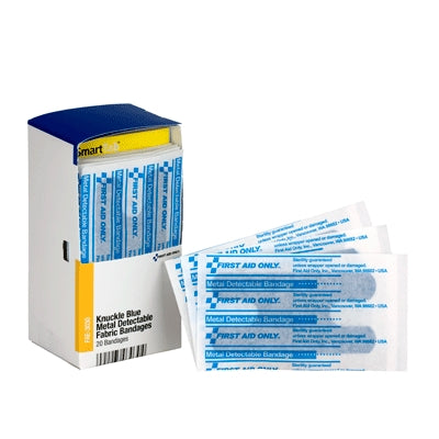 Acme United Corporation FAE-3030 | SmartCompliance First Aid Kit Refill, Blue Metal-Detectable Fabric Knuckle Bandages, 20/Pkg