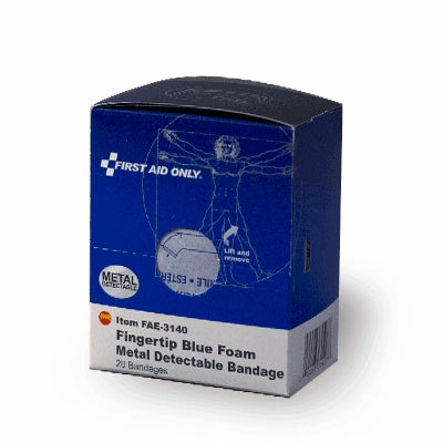 Acme United Corporation FAE-3140 | SmartCompliance First Aid Kit Refill, Blue Metal-Detectable Foam Fingertip Bandages, 20/Pkg