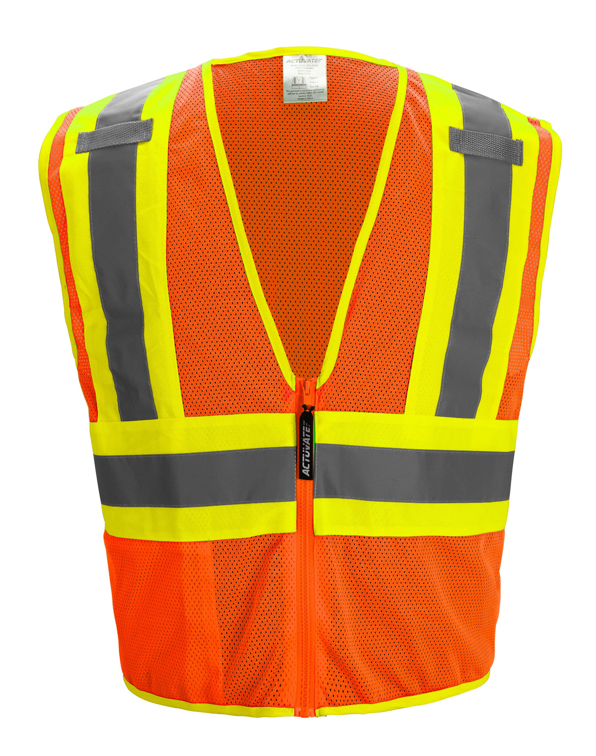 Actuvate ACTU11547 | Type R Class 2 Mesh Two-Tone Vest Orange, 2X-Large/3X-Large