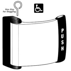 Adams Rite Manufacturing 4591-02-00-628 | Push to Left Curved Deadlatch Paddle for 1-3/4 Inch Clear Anodized Aluminium Finish