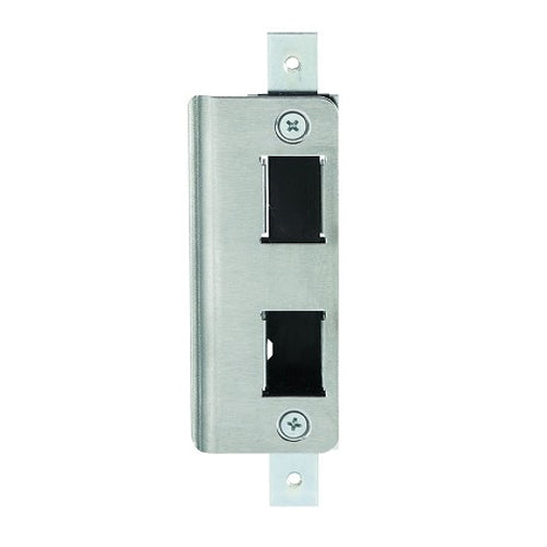 Adams Rite Manufacturing 4901-01-630 | Door Deadlatch Strike, Long, Flat, Satin Stainless, With Molded Black Plastic Dust Box, Closure