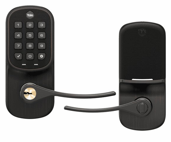 Alarm.Com YRL216-ZW2-0BP | Assure Lever Pushbutton Keypad Door Lock and Keyhole