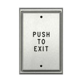 Alarm Controls PS2-111 | Single Gang Plate with DPDT Momentary Action Switch- Clear Finish- Engraved "PUSH TO EXIT" and Filled in Black Ink