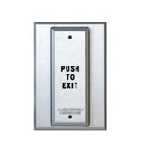 Alarm Controls PT1-111 | T-Style Plate with SPDT Momentary Action Switch- Clear Finish- Engraved "PUSH TO EXIT" and Filled in Black Ink