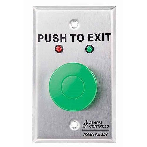 Alarm Controls TS-1LATCHRED | Request to Exit Station, Labeled "Push to Exit", Stainless Steel