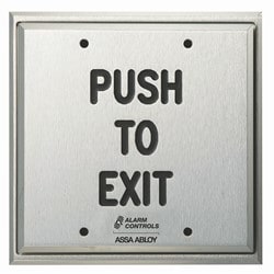 Alarm Controls PD1-111 | Spdt, Momentary Action, "Push To Exit", Black Fill, Satin Aluminum