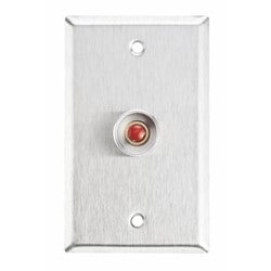 Alarm Controls RP-26 | Single Gang Stainless Steel Wall Plate With N/O Red Push Button And Guard Ring