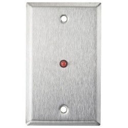 Alarm Controls RP-28L | Wallplate, 1-Gang, 12/24 Volt Dc, 19 Milliampere At 24 Volt Dc, Stainless Steel, With 1/2" Red Led, 6" Red/Black Lead