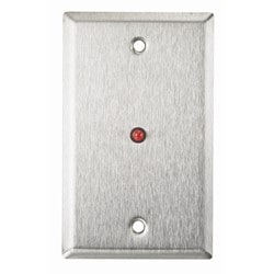 Alarm Controls RP-28 | Single Gang Stainless Steel Wall Plate With 1/4" Red Led