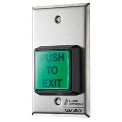 Alarm Controls TS-2-2T | Alarm Control Pushbutton, 1-Gang, Momentary, Spdt, 12/24 Vac/Dc, 10A At 35 Vdc Contact, 2 To 45 Second, 2" Square, Stainless Steel Plate, Green