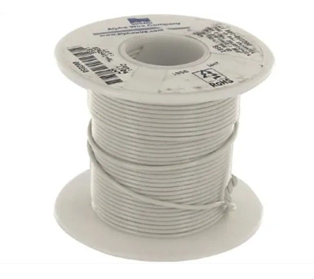 Alpha Wire 1856 WH005 | Hook-Up Wire, TC, 20 AWG, 7x28, White PVC Insulated, -55 to +105C, 600V