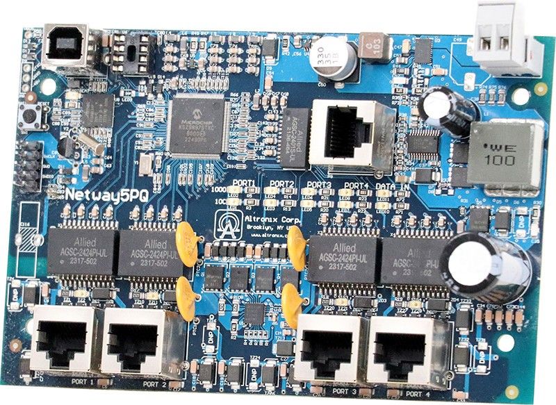 Altronix NETWAY5PQ | LINQ Managed Network 5-Port Hardened PoE+ Switch Board