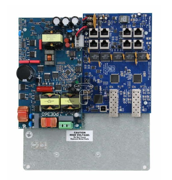 Altronix NETWAYSP8PL3 | Dual Fiber Optic SFP 1G Link, 8-Port Network Managed PoE+ Switch And 320W Power Supply/Charger Mounted On Backplane Version