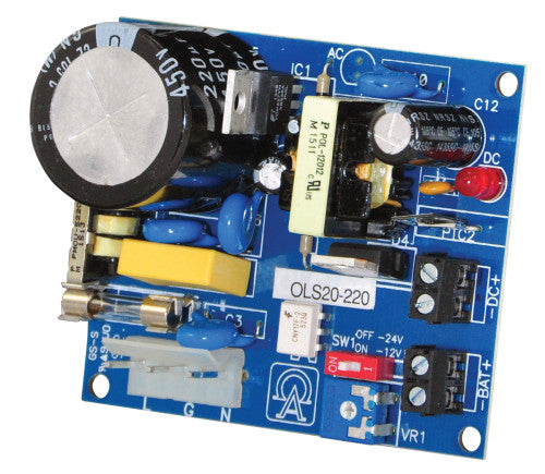 Altronix OLS20220 | Power Supply Charger, Single Output, 12VDC 1A or 24VDC .5A, 220VAC, Board
