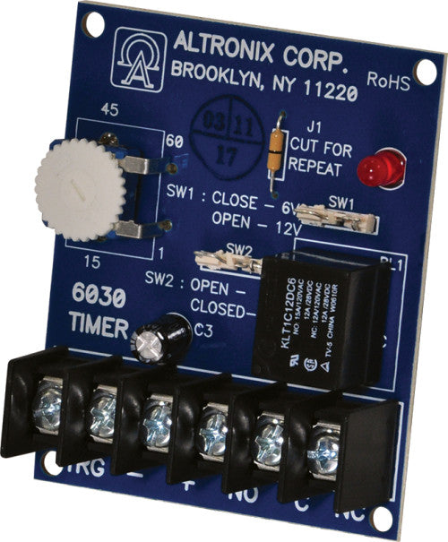 Altronix 6030 | Timer, Multi-Purpose, 6/12VDC 1 Second to 60 Minutes, Board