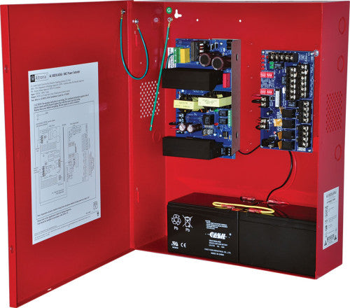 Altronix AL1002ULADAJ | NAC Power Supply, 2 Class A or 4 Class B Outputs, 24VDC @ 10A, 120VAC, Red BC600 Enclosure