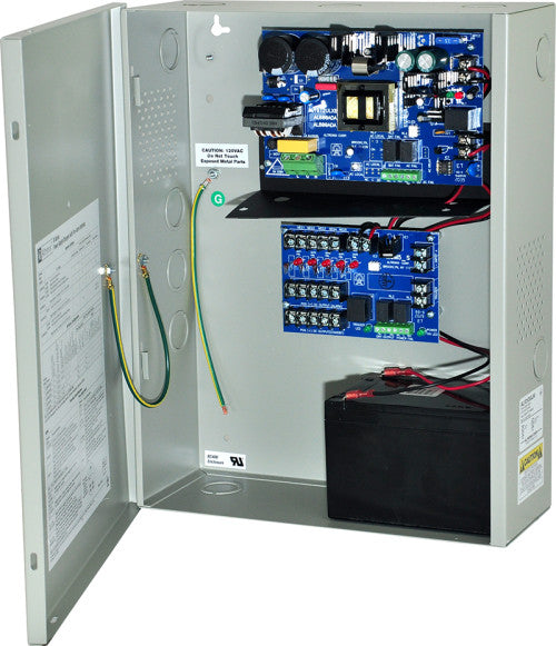 Altronix AL1012ULM | Access Power Distribution Module w/ Power Supply/Charger, 5 PTC Class 2 Outputs, 12VDC @ 10A, FAI, 115VAC, BC400 Enclosure