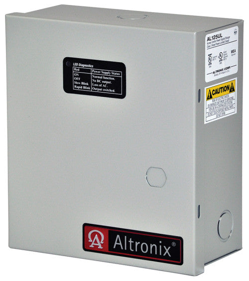 Altronix AL125UL | Access Control Power Supply Charger, 2 PTC Class 2 Outputs, 12/24VDC @ 1A, 115VAC, BC100 Enclosure